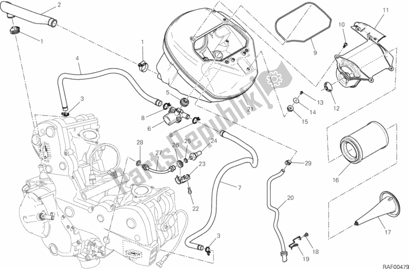Wszystkie części do Wlot Powietrza - Odpowietrznik Oleju Ducati Hypermotard Hyperstrada USA 821 2014